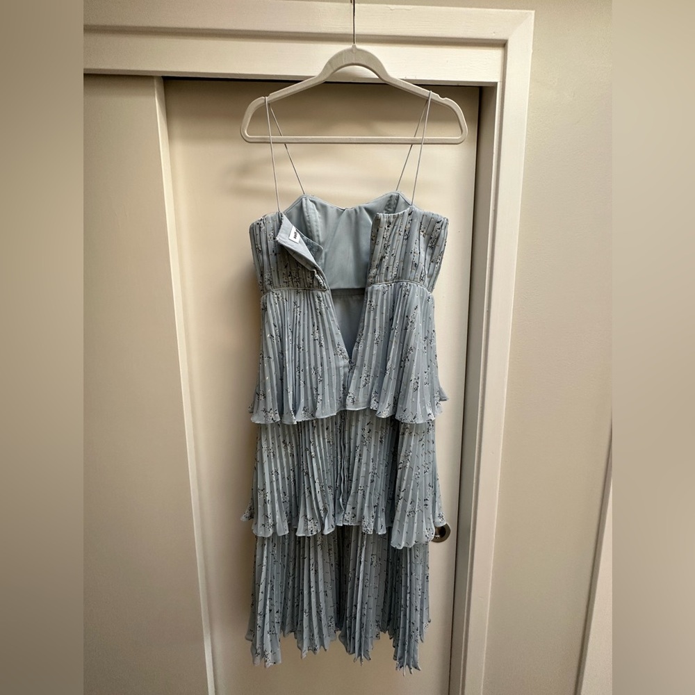 Self Portrait Blue Tiered Midi Dress - Picture 5 of 8